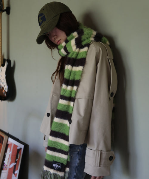 Striped Hairy Bold Muffler (Green)