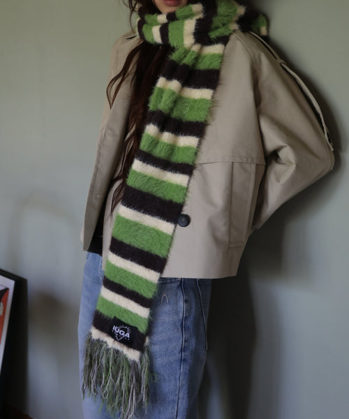 Striped Hairy Bold Muffler (Green)