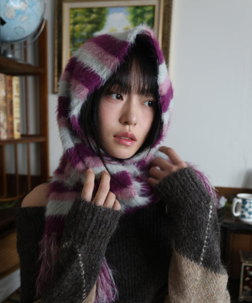 Striped Hairy Bold Muffler (Magenta)