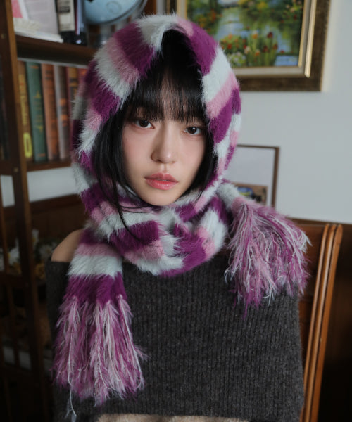 Striped Hairy Bold Muffler (Magenta)