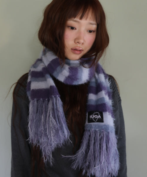 Striped Hairy Bold Muffler (Light Purple)
