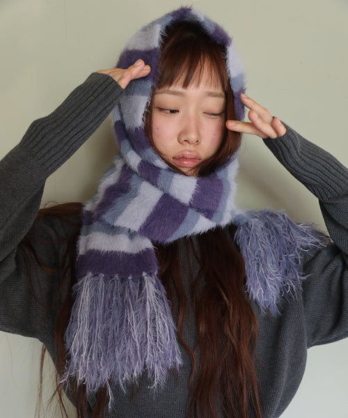 Striped Hairy Bold Muffler (Light Purple)