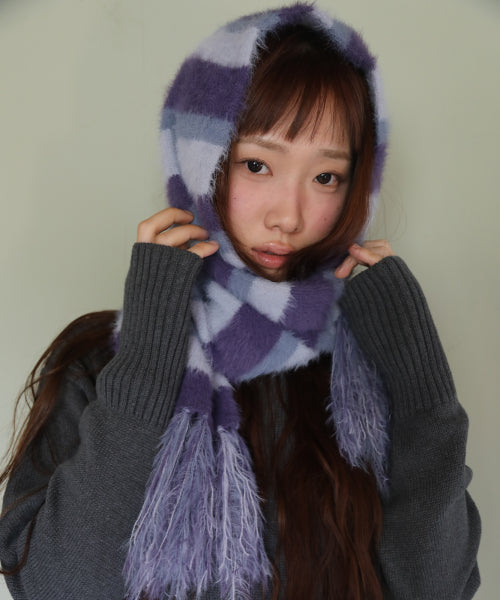 Striped Hairy Bold Muffler (Light Purple)