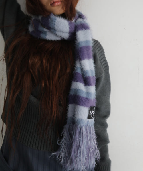 Striped Hairy Bold Muffler (Light Purple)