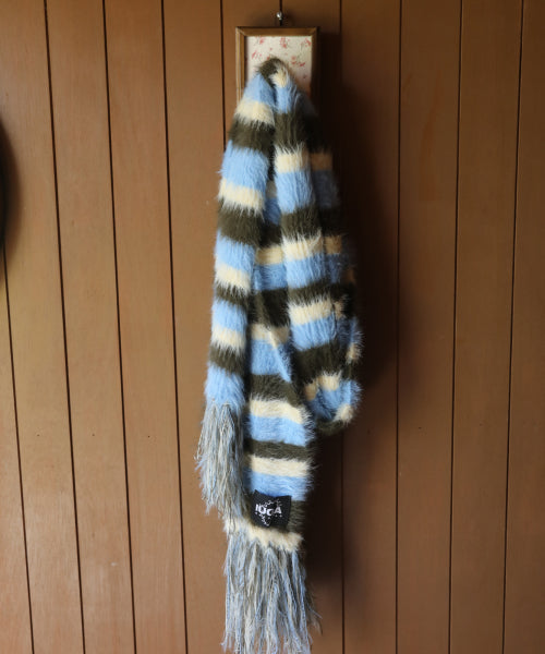 Striped Hairy Bold Muffler (Sky Blue)