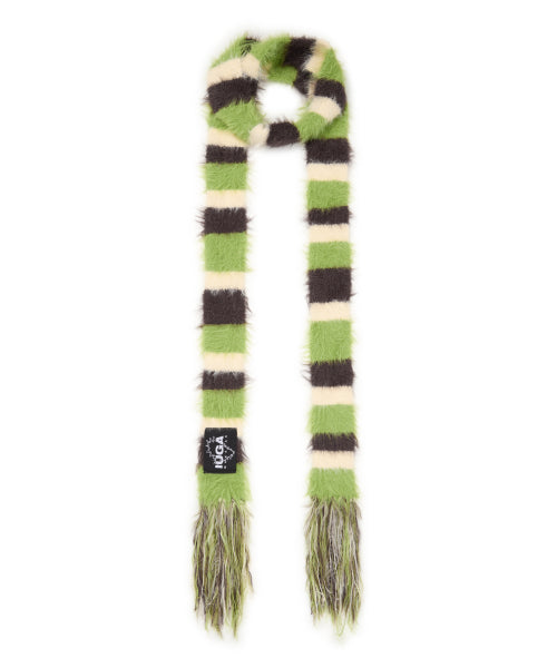 Striped Hairy Skinny Muffler (Green)
