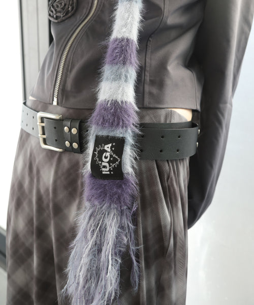 Striped Hairy Skinny Muffler (Light Purple)