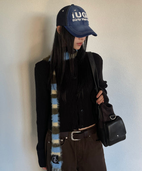 Washed Embroidery Ball Cap (Blue)