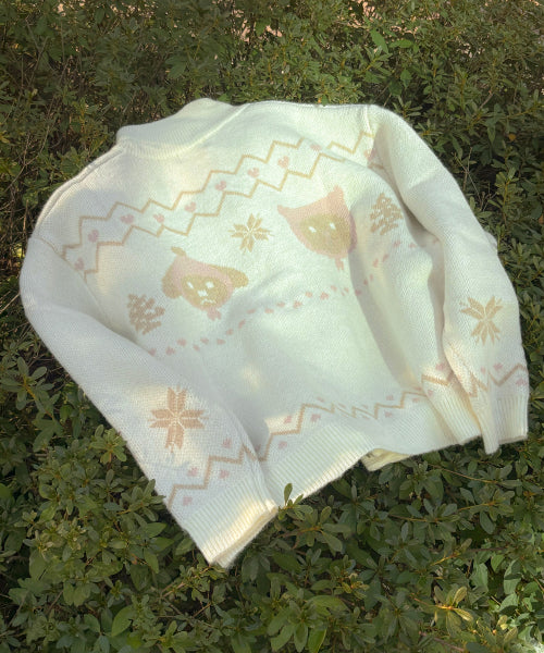 Tsuki Jacquard Cardigan [IVORY]