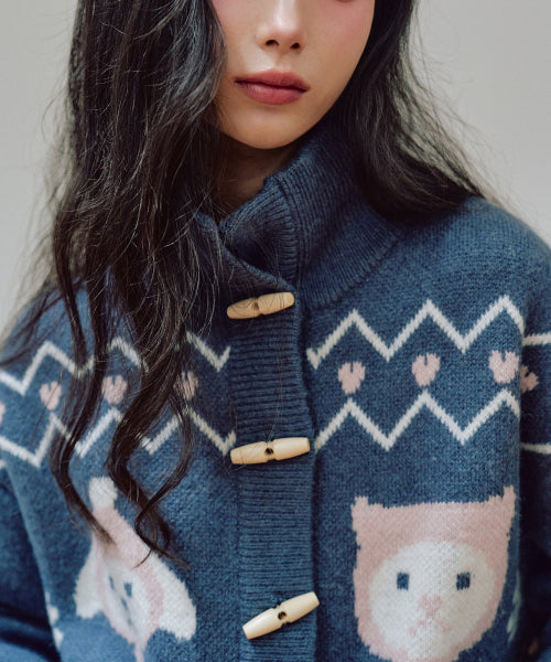 Tsuki Jacquard Cardigan [DEEP BLUE]
