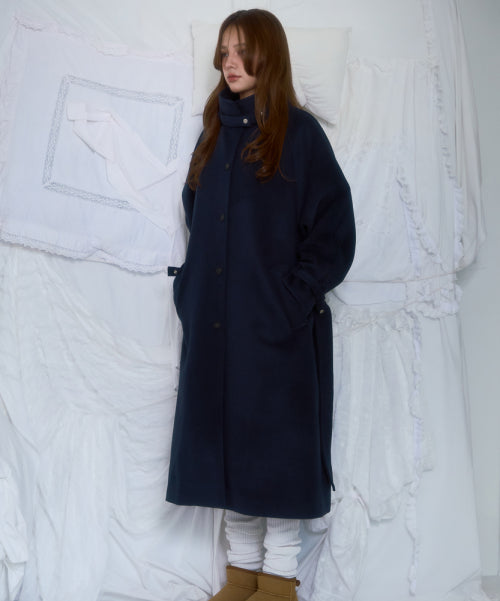 Half-neck Overfit Long Coat [Navy]