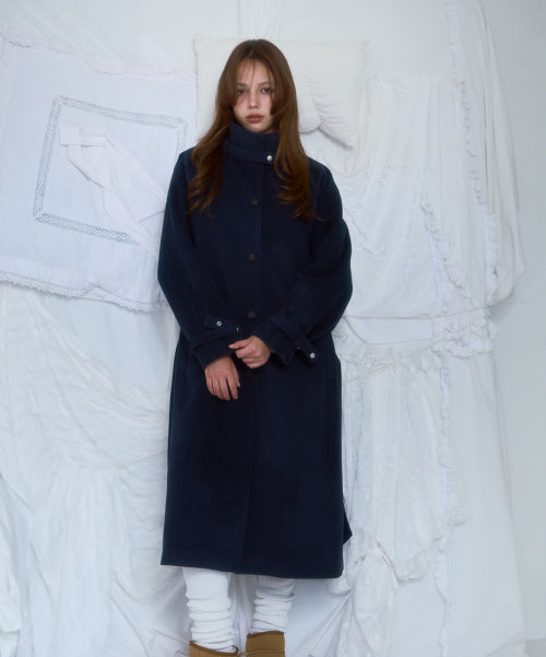 Half-neck Overfit Long Coat [Navy]
