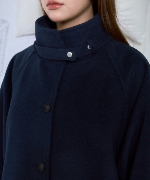 Half-neck Overfit Long Coat [Navy]