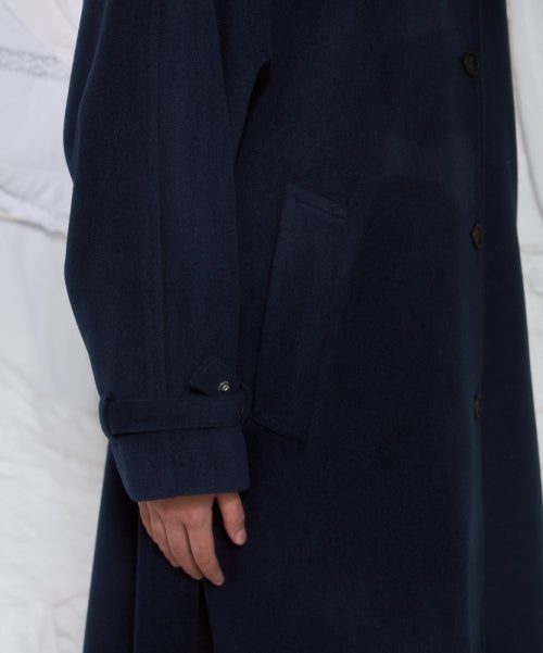 Half-neck Overfit Long Coat [Navy]