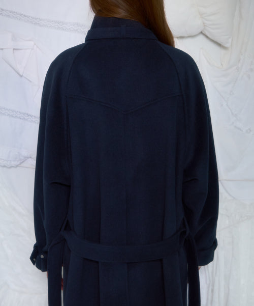 Half-neck Overfit Long Coat [Navy]