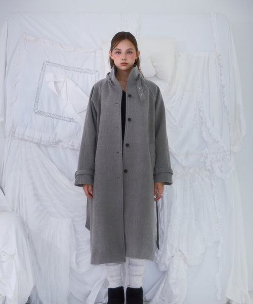 Half-neck Overfit Long Coat [Gray]