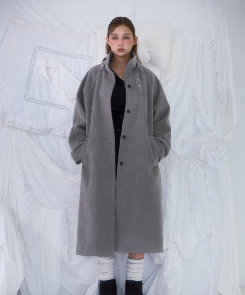 Half-neck Overfit Long Coat [Gray]