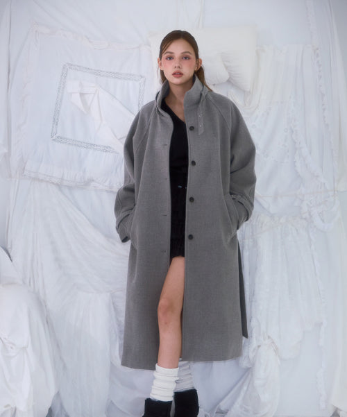 Half-neck Overfit Long Coat [Gray]