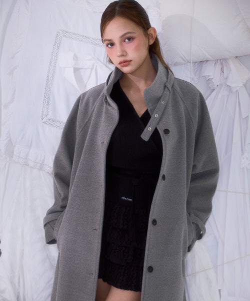 Half-neck Overfit Long Coat [Gray]
