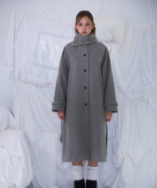 Half-neck Overfit Long Coat [Gray]