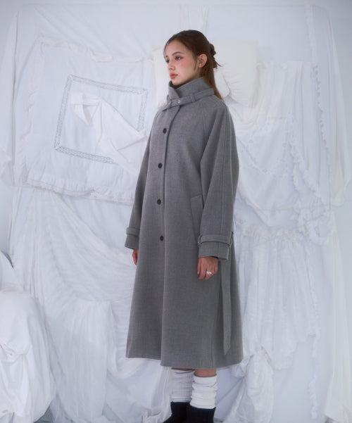 Half-neck Overfit Long Coat [Gray]