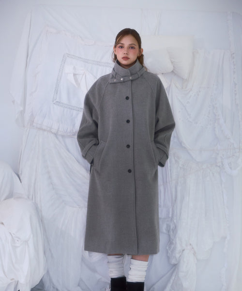 Half-neck Overfit Long Coat [Gray]