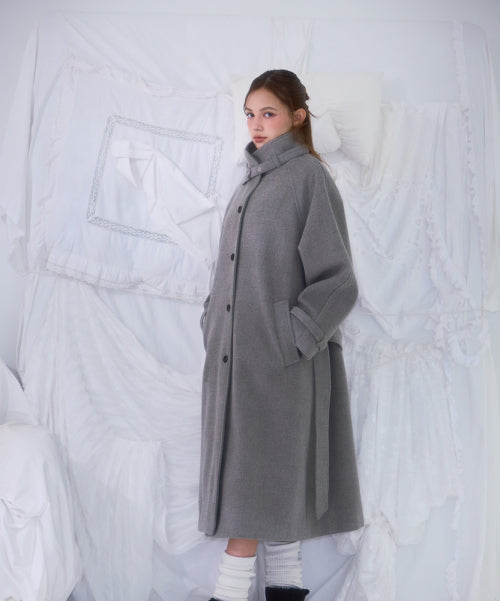 Half-neck Overfit Long Coat [Gray]