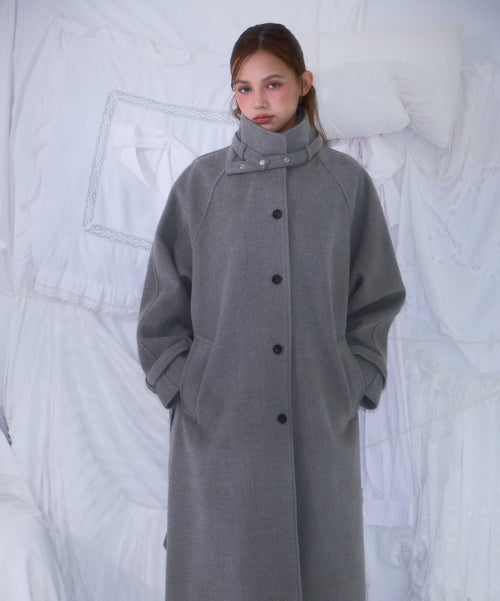 Half-neck Overfit Long Coat [Gray]