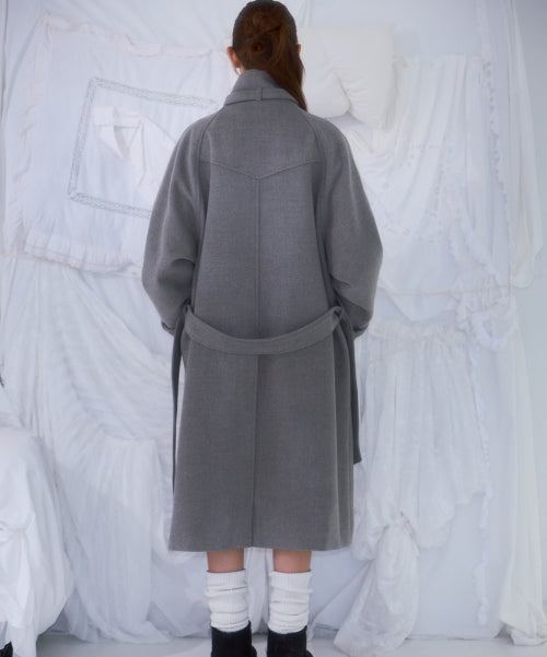 Half-neck Overfit Long Coat [Gray]