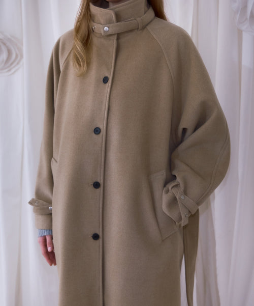 Half-neck Overfit Long Coat [Beige]