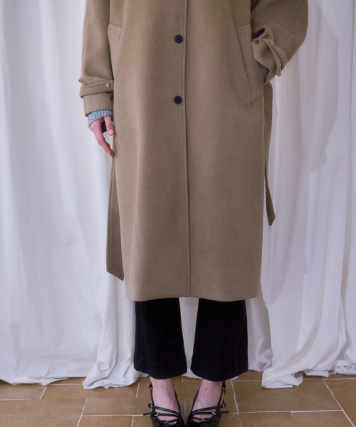 Half-neck Overfit Long Coat [Beige]