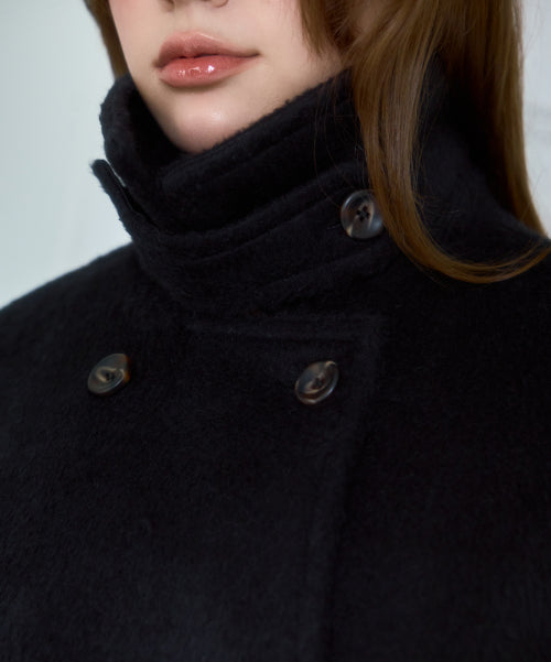 Two-button Wool Half Coat [Black]