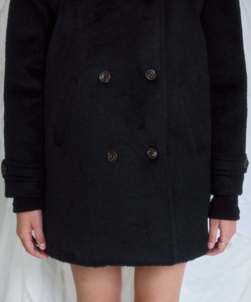 Two-button Wool Half Coat [Black]