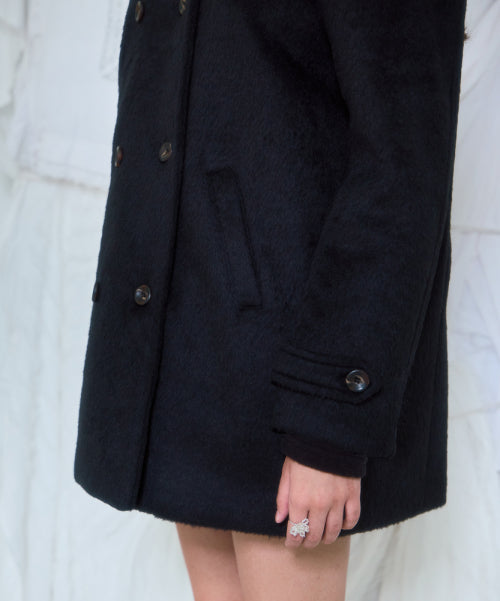Two-button Wool Half Coat [Black]