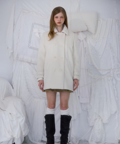 Two-button Wool Half Coat [Ivory]