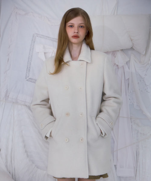 Two-button Wool Half Coat [Ivory]