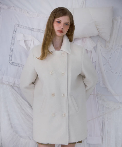 Two-button Wool Half Coat [Ivory]