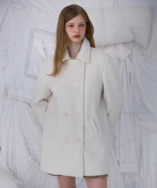 Two-button Wool Half Coat [Ivory]