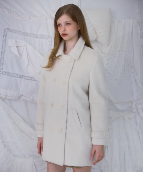 Two-button Wool Half Coat [Ivory]