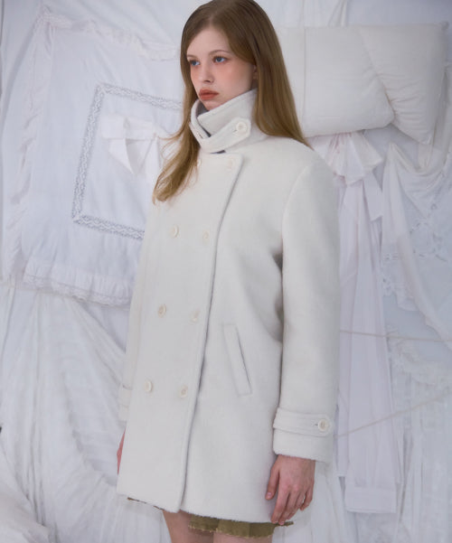 Two-button Wool Half Coat [Ivory]
