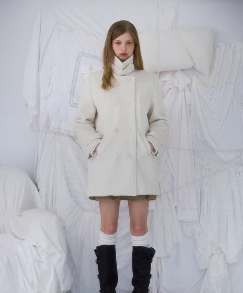Two-button Wool Half Coat [Ivory]