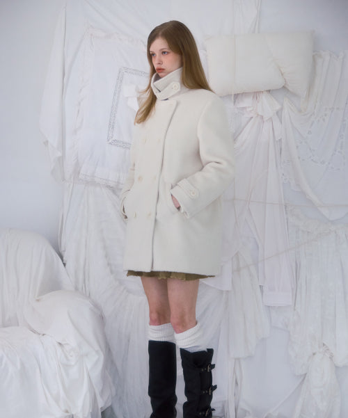Two-button Wool Half Coat [Ivory]