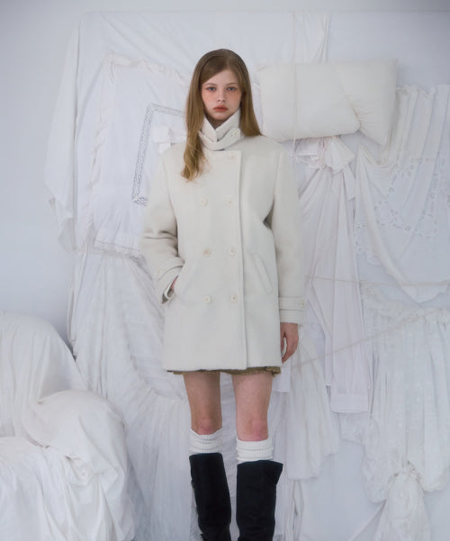 Two-button Wool Half Coat [Ivory]
