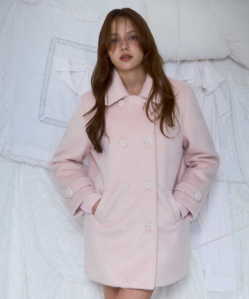 Two-button Wool Half Coat [Pink]