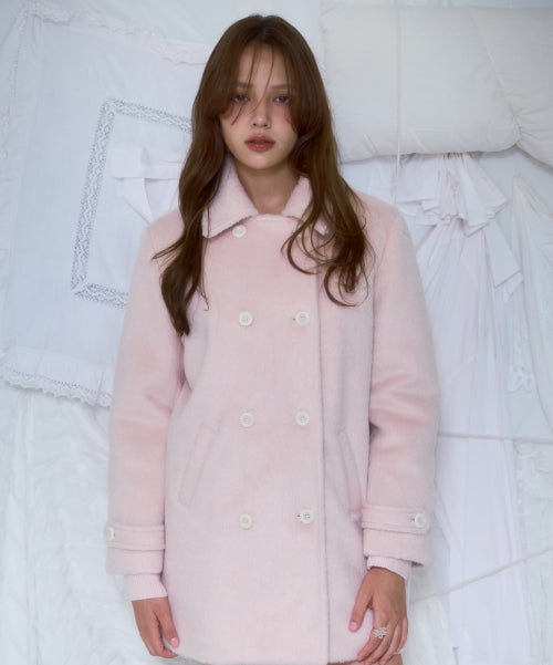 Two-button Wool Half Coat [Pink]