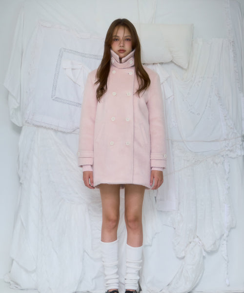 Two-button Wool Half Coat [Pink]