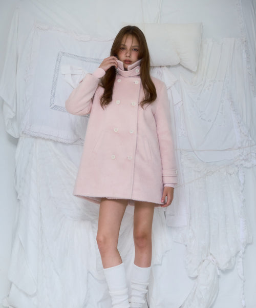 Two-button Wool Half Coat [Pink]