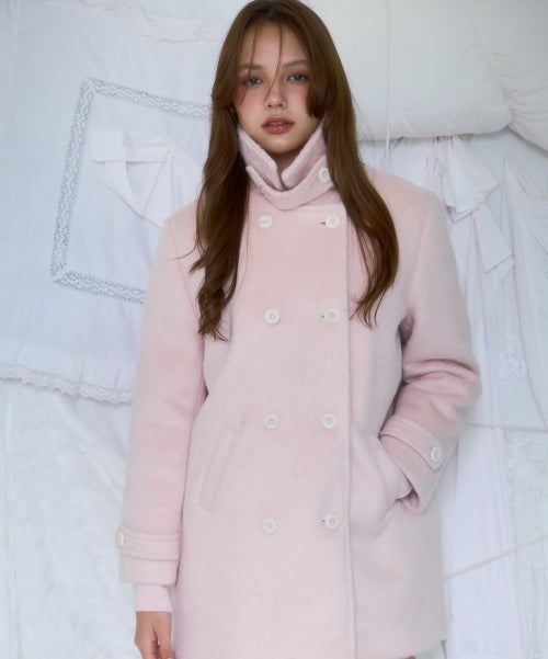 Two-button Wool Half Coat [Pink]