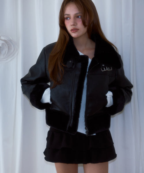 Crop Leather Mustang [Black]