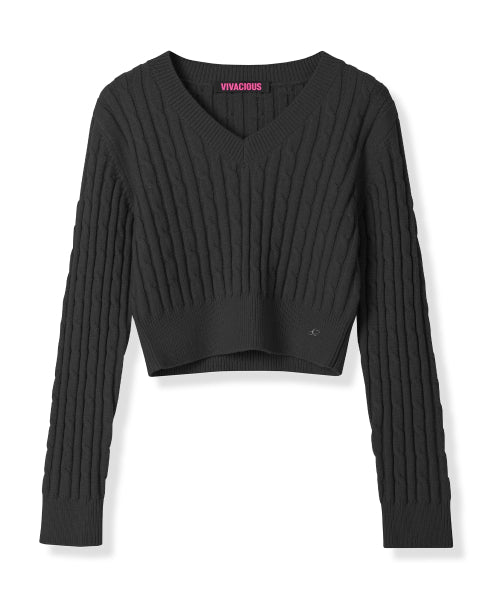 V-neck Cable Knit_7Colors